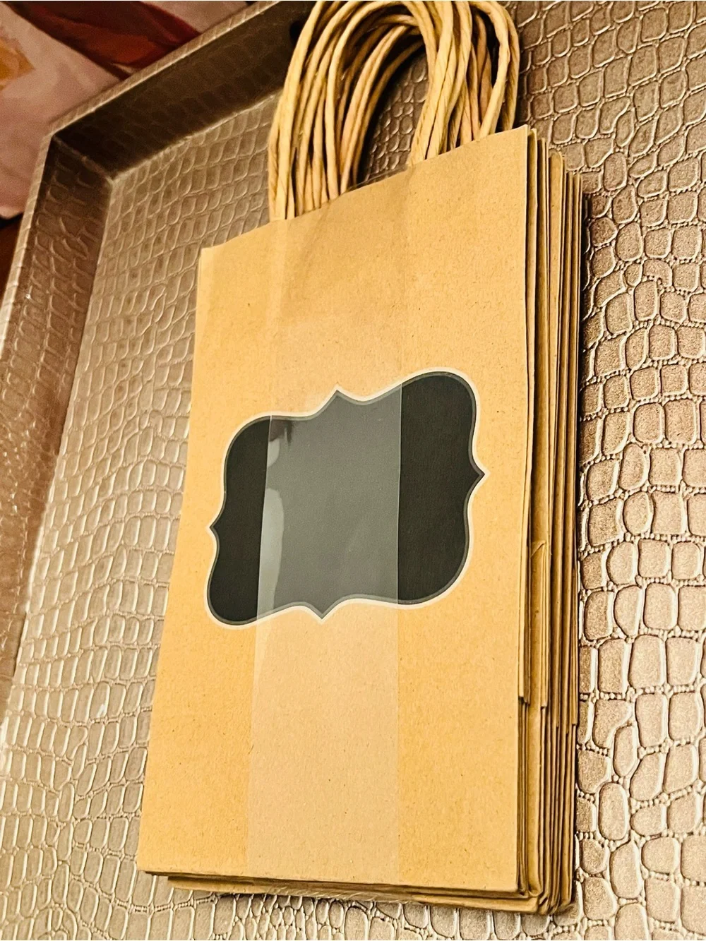 ✨ Sold ✨ Pack of 10 - 8” Brown Craft Paper Gift Bags with Black Label